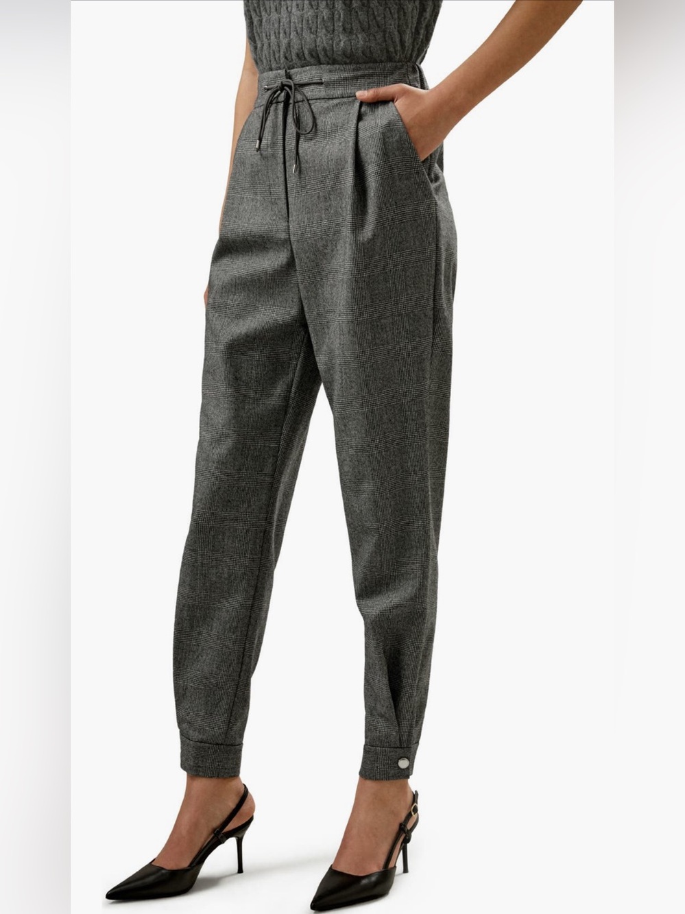 Lilysilk Glen Flex Worsted Trousers Size 8 in Mixed Gray NWT